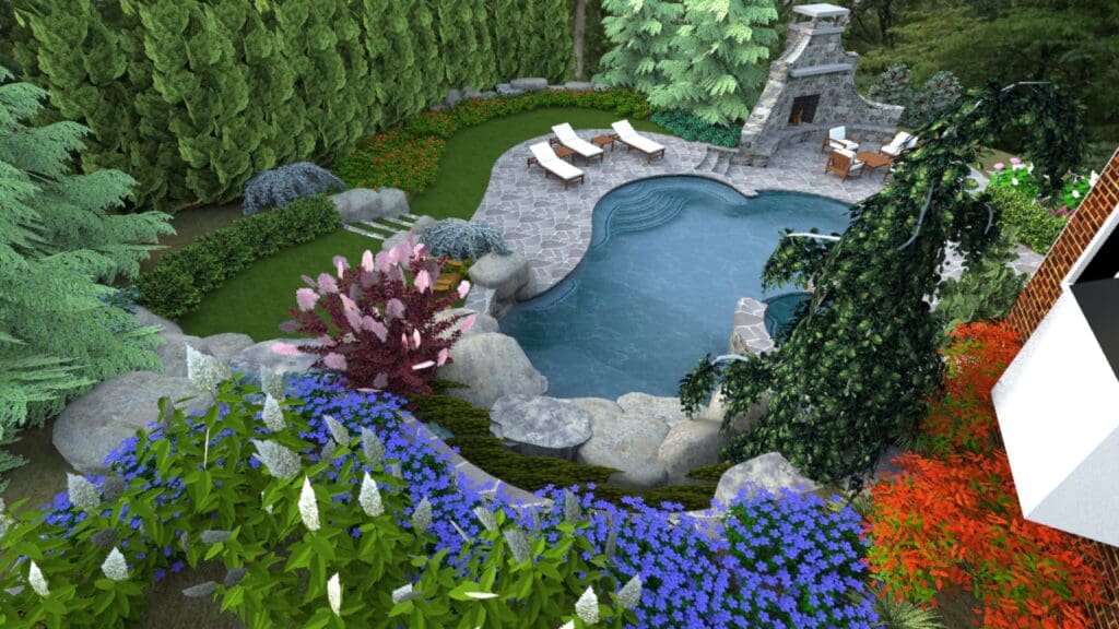 lagoon style swimming pool & patio design